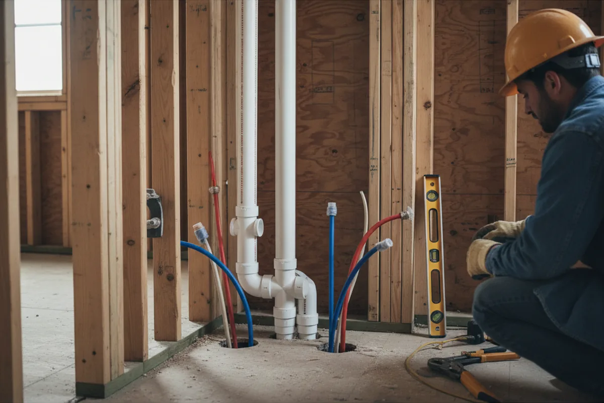 Drain and supply rough-in during Sump Pump Repair in Glenville