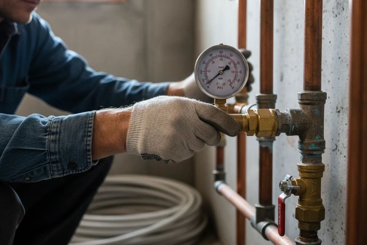 Pressure testing a repaired line during Water Line Repair in Glenville